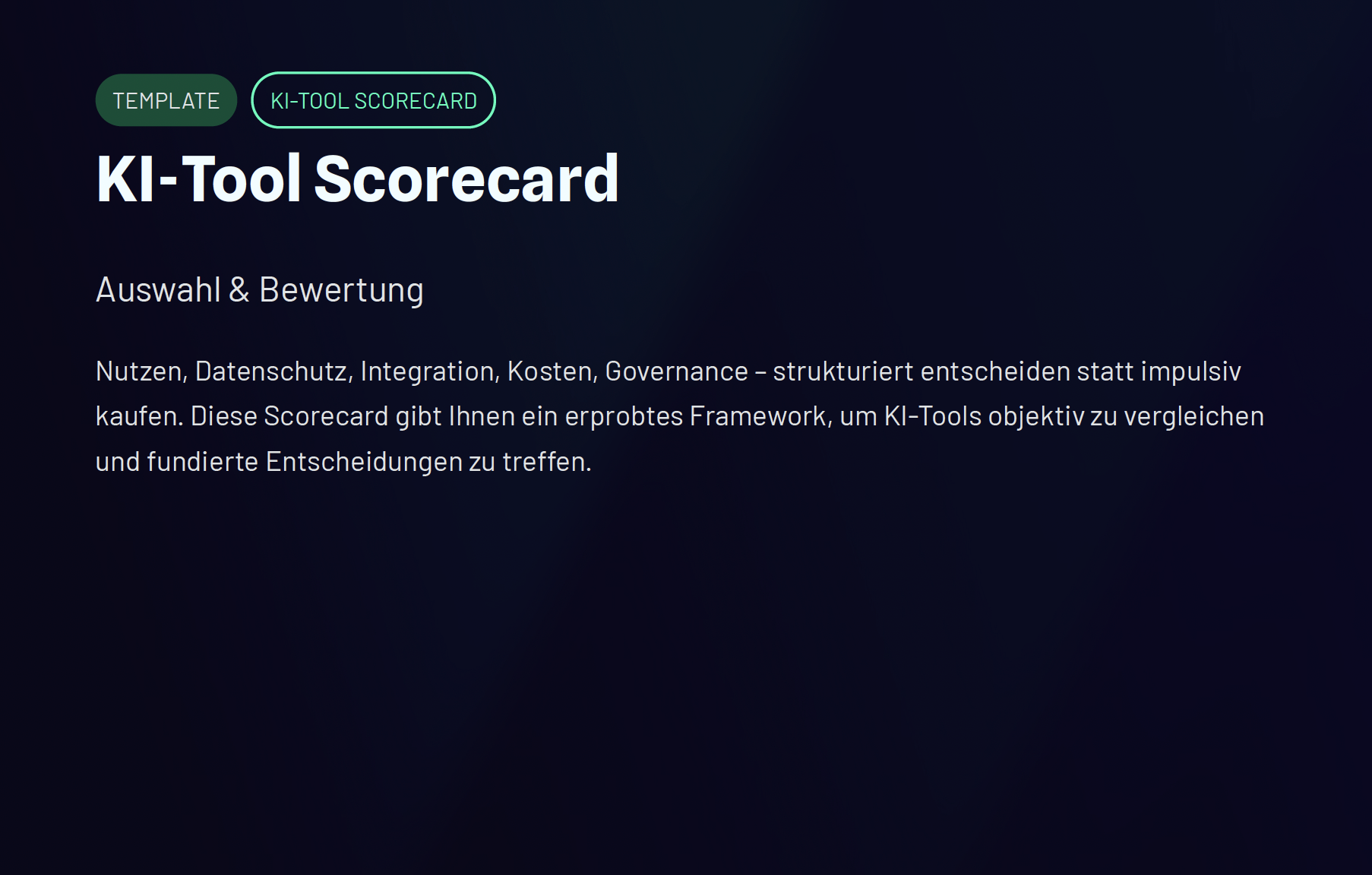 Template: KI-Tool Scorecard